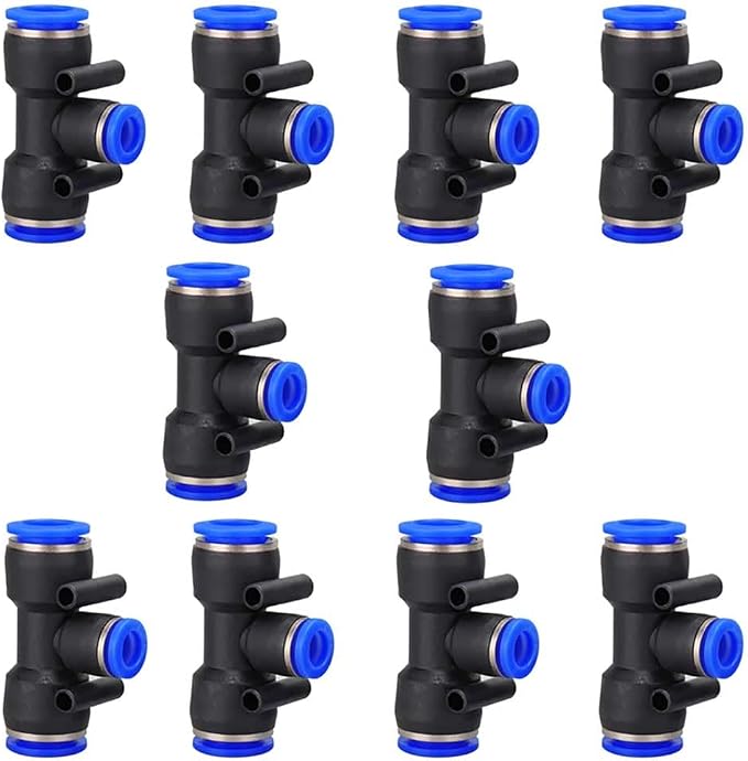 1/4" OD Push to Connect Tee Fitting 3 Way T Shape Quick Push Lock Adapter by Metaland