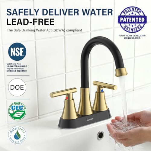 Bathroom Faucet, Hurran 4 inch Centerset 2-Handle Lead-Free - Image 3