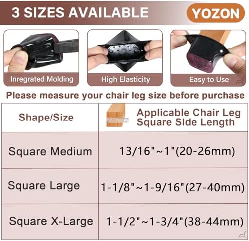 YOZON Chair Leg Floor Protectors Silicone Caps Felt Strengthen Bottom - Image 4