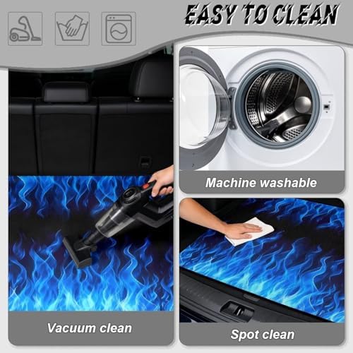 Blue Fire Print Work Trunk Mat Heavy Duty Foldable Cargo Liner - Image 5