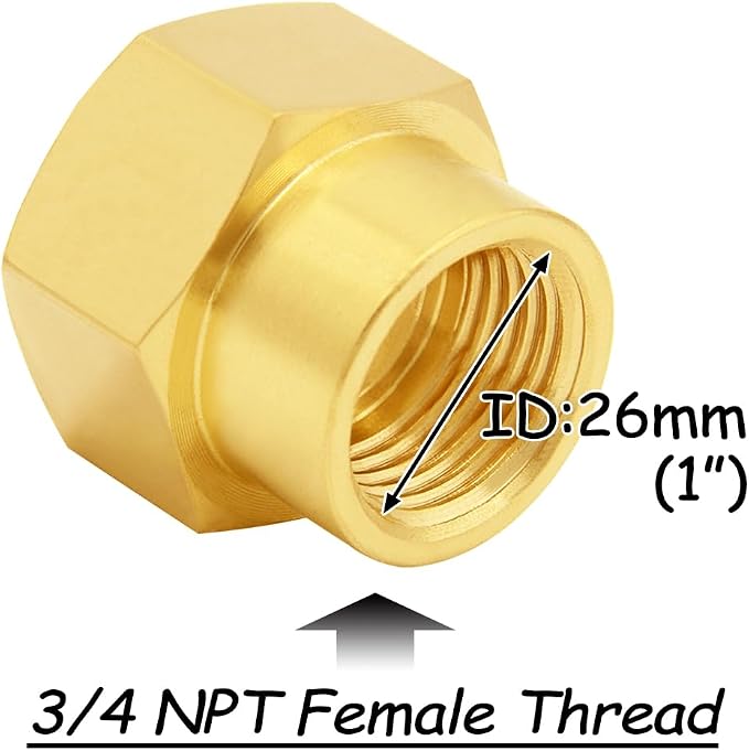 Uenede Brass 3/4" NPT Female to 1" NPT Female Reducer Adapter - Image 3