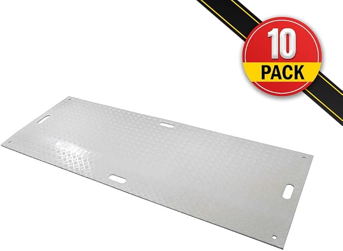 10 Pk 3' x 8' - 1/2" Thick Heavy Duty White Ground Protection Mats - Easily - Image 2