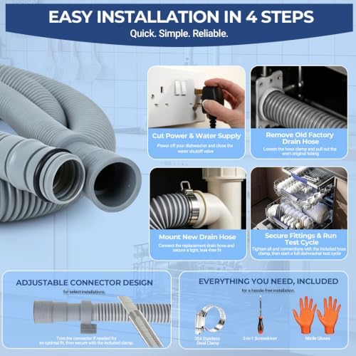 AEM74333104 AEM74333101 LG Dishwasher Drain Hose Replacement Fits LDF LDT Series - Image 7