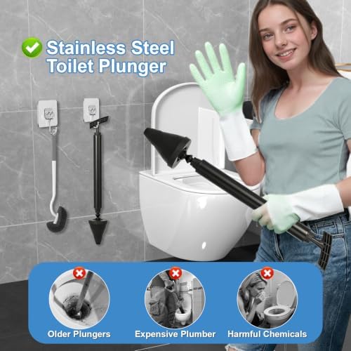 Toilet Plunger & Bathroom Plunger, Toilet Brush and Plunger Set - Image 2