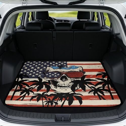 ELEQIN American Flag Skull Car Trunk Mat Cargo Liner by ELEQIN