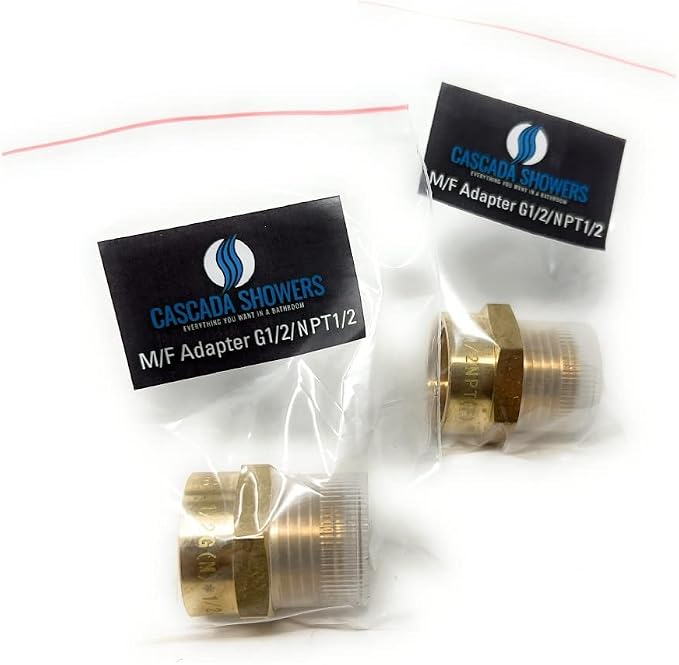 Cascada Lead-Free Brass Adapter, G Thread British BSPP Male to NPT Female | by CascadaShowers