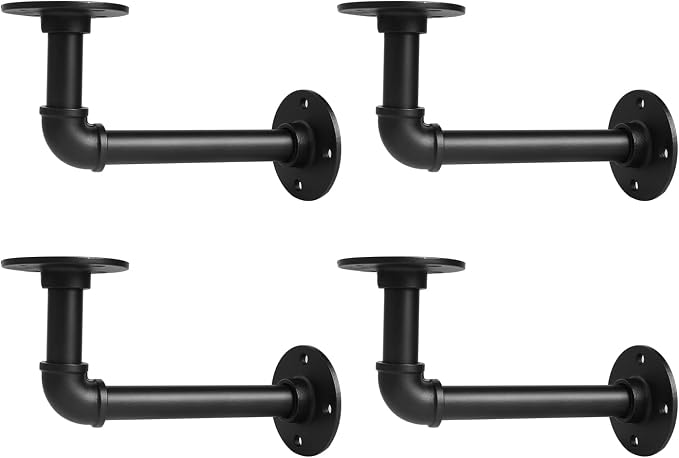 Storystore Industrial Pipe Shelf Brackets, 4 Pack Iron L-Shaped Shelving by Storystore