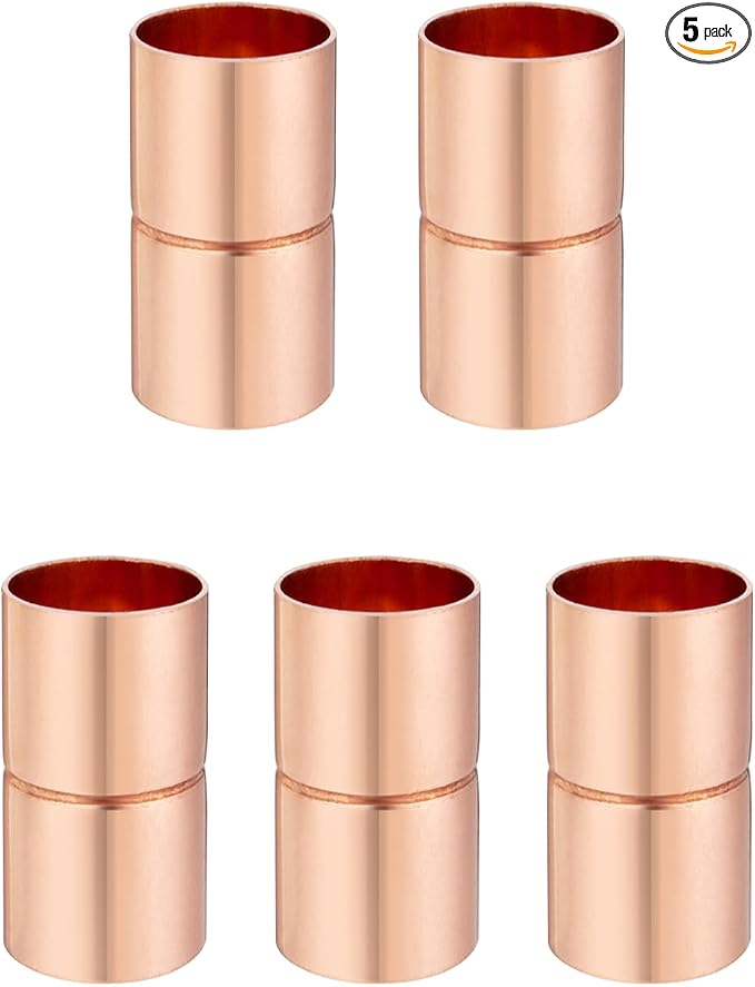 Straight Coupling Copper Fittings 1/4 inch Copper Pipe Welding Joint Connector by ZOWZEA