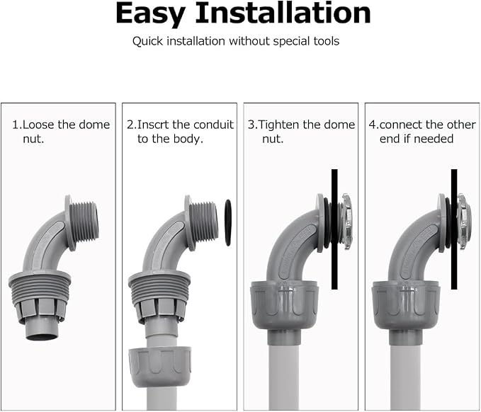 MAKERELE 24-Pack 1/2 Inch 90° PVC Liquid Tight Elbow Connectors | Flexible - Image 5