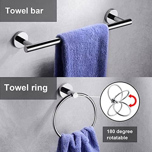 5 Pieces Polished Chrome Bathroom Hardware Accessories Set, Hand Towel Ring - Image 3