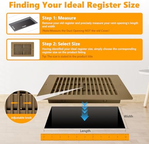 Floor Vent Covers, Floor Register 6x10, 5 Pack Adjustable Plastic Vent Covers - Image 5