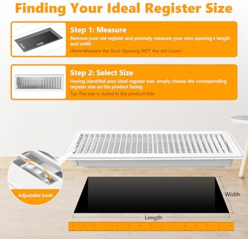 4 Pack Floor Vent Covers, Floor Register 4" x 14", Adjustable Decorative Vent - Image 4