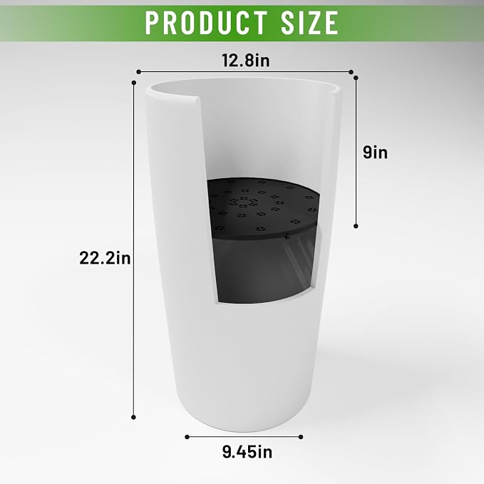 Set of 2 Round Tall Planters 22 Inch, Large Planter - Image 2