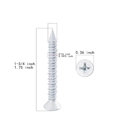 WenSilon 3/16" x1-3/4 White Concrete Screw Anchor White Flat Head - Image 2