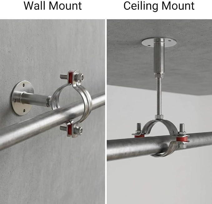 QWORK Adjustable 2" OD Pipe Wall & Ceiling Mount Support – Stainless Bracket - Image 4