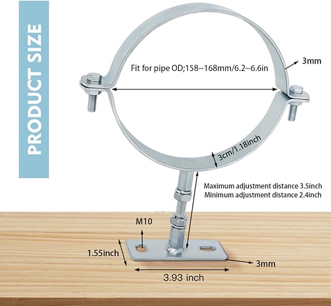 2 Pcs 6 Inch Heavy Duty Adjustable Pipe Bracket, Heavy Duty Split Ring Pipe - Image 4