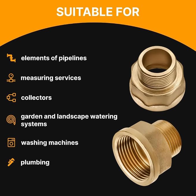 Adapter 3/4" Male x 1" Female Threaded Brass Construction – NPT Pipe Fittings - Image 6
