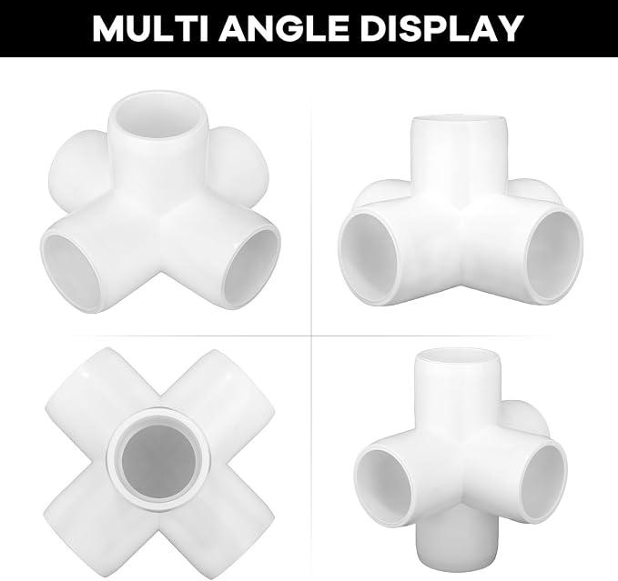 12-Pack 3/4 inch 5 Way PVC Fitting Elbow Furniture Grade Pipe Connector - Image 6