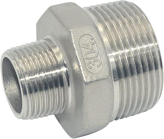 1-1/4" x 3/4" Male Threaded Reducing Nipple Fitting/Adapter, Stainless Steel - Image 3