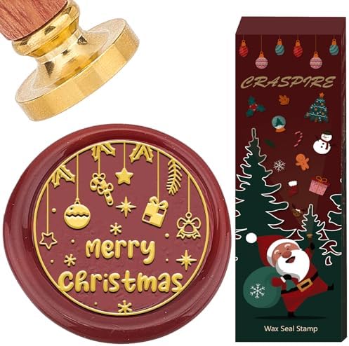 CRASPIRE Merry Christmas Wax Stamp Xmas Snowflake Star Gift Box 30mm by CRASPIRE