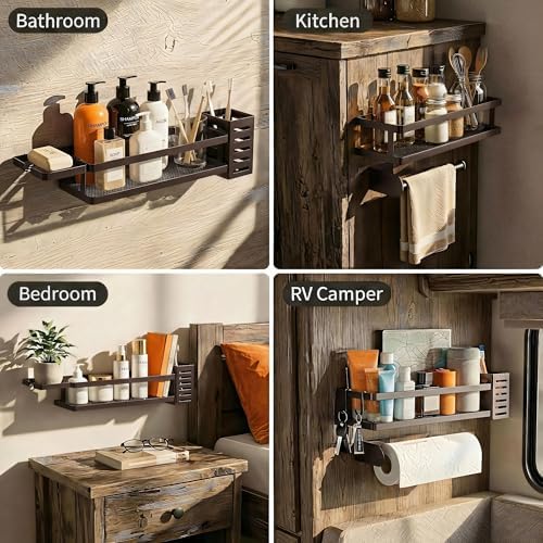 PUSDON 5-in-1 Shower Caddy & Kitchen Organizer Set, Wall Mount Wide Spice Rack - Image 5