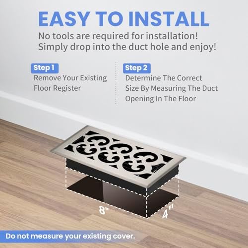 Howeall 4x8 Inches Heavy Duty Walkable Floor Register Easy Adjust Air Supply - Image 6