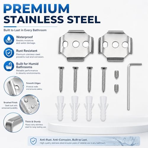 1 Set Towel Bar Mounting Hardware, Stainless Steel Brackets - Image 5