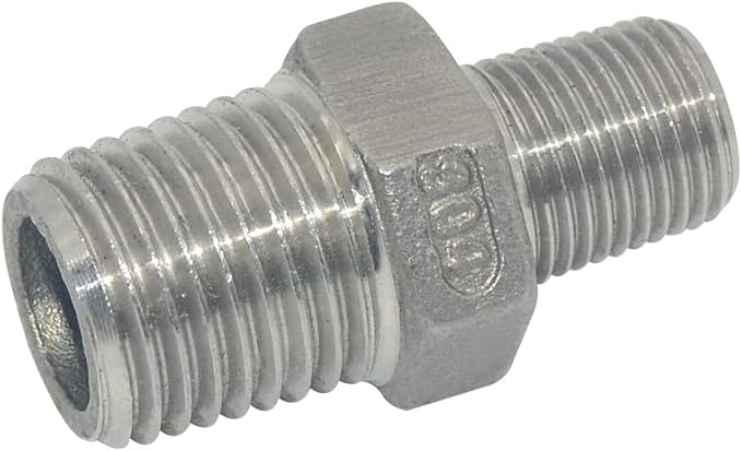 1/4" x 1/8" Male Threaded Reducing Nipple Fitting/Adapter, Stainless Steel - Image 4