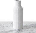 Large White Tall Ceramic Vase, Modern Matte Vertical Ribbed, Nordic Minimalist by TrendEcoHome