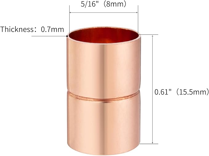 Straight Coupling Copper Fittings 5/16 Inch Copper Pipe Welding Joint Connector - Image 2