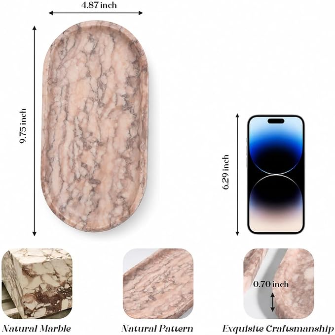 Natural Marble Decorative Tray Stone Plate, Catchall Tray - Image 2
