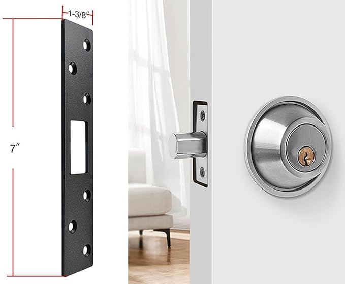 Extra Long Deadbolt Strike Plates 7", 2 Pack, Reinforced Striker | Enlarged - Image 7