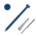 3/16" x 2-1/4" Blue Hex Head Concrete Screw Anchor Kit by Etauwe