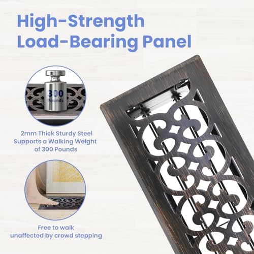 Howeall 4x14 Inches 2 Pack Heavy Duty Walkable Floor Register Easy Adjust Air - Image 2