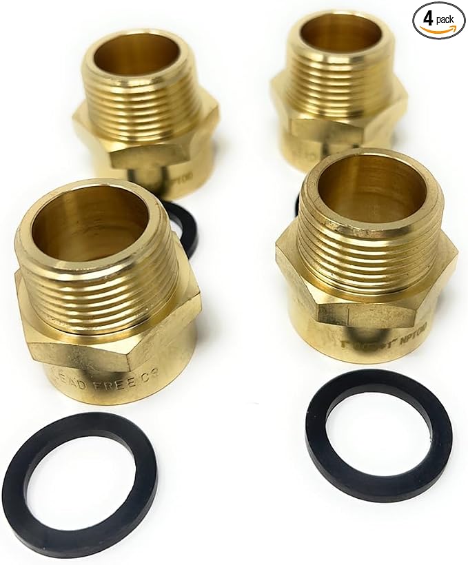 Cascada 1" G Thread Female to 1" NPT Male Adapter | Brass Pipe Fitting Adapter by CascadaShowers