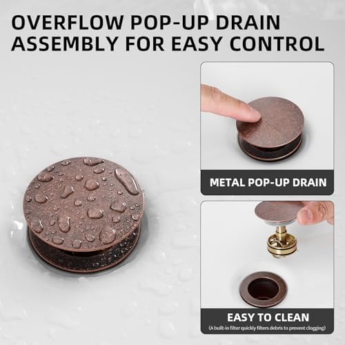 Pop Up Bathroom Sink Drain Assembly Without Overflow - Image 3