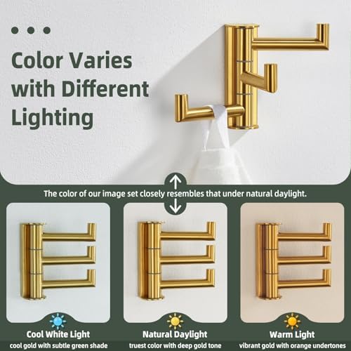 Angle Simple Swivel Towel Hook for Bathroom, Coat Hook Brushed Dark Gold - Image 4