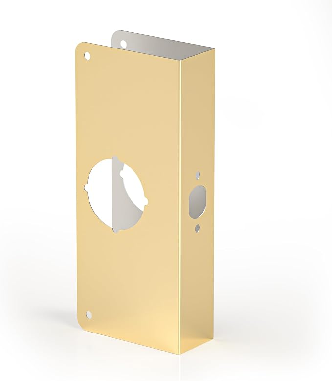 Door Knob Reinforcement Plate, Polished Gold, Fits 1-3/8" Doors, 2-3/8" Backset by NAUBEA