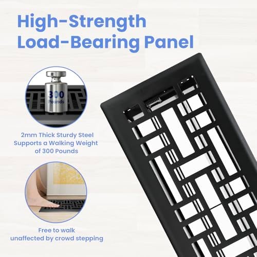 Howeall 4x12 Inches Heavy Duty Walkable Floor Register Easy Adjust Air Supply - Image 2