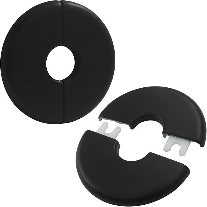 4 Pcs Black Wall Split Flange for 0.6"/16mm Pipe | Escutcheon Plate Plumbing - Image 2