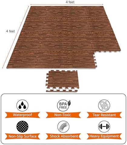 Sorbus Wood Grain Foam Floor Tiles - Image 4