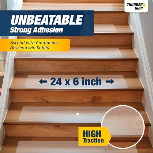 Clear Stair Treads Non-Slip Indoor 24" x 6" 15-Pack - Image 4