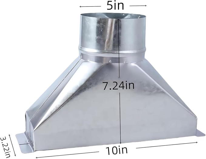 3 1/4-Inch x 10-Inch to 5-Inch Diameter Galvanized Rectangular to Round Duct - Image 3