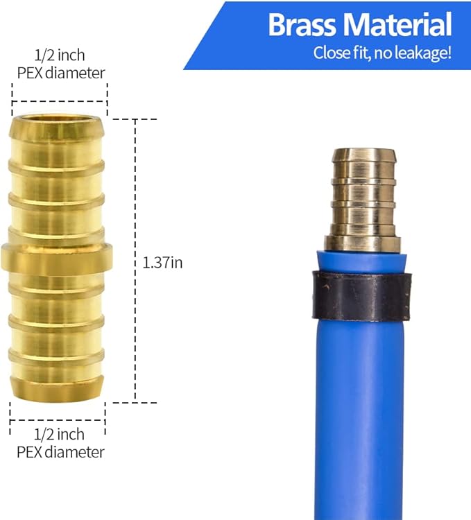 45pcs 1/2" PEX Fittings, Elbow TEE Straight Couplings Set, PEX Brass Crimp - Image 3