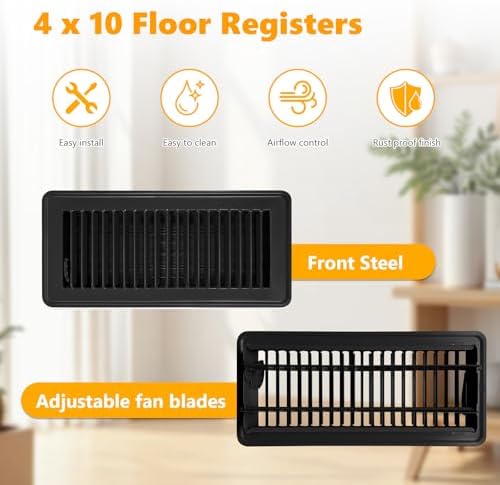 4 Pack Floor Vent Covers, Floor Register 4" x 10", Adjustable Decorative Vent - Image 3