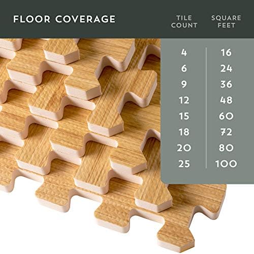 Forest Floor 3/8 Inch Thick Printed Foam Tiles, Premium Wood Grain Interlocking - Image 5