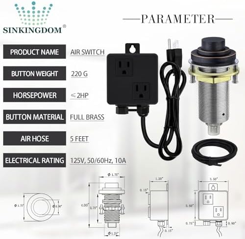 SinkTop Air Switch Kit for Disposal, Dual Outlet - Image 3