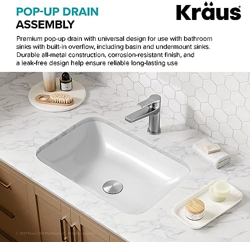 KRAUS Pop-Up Drain with Overflow in Chrome - Image 4
