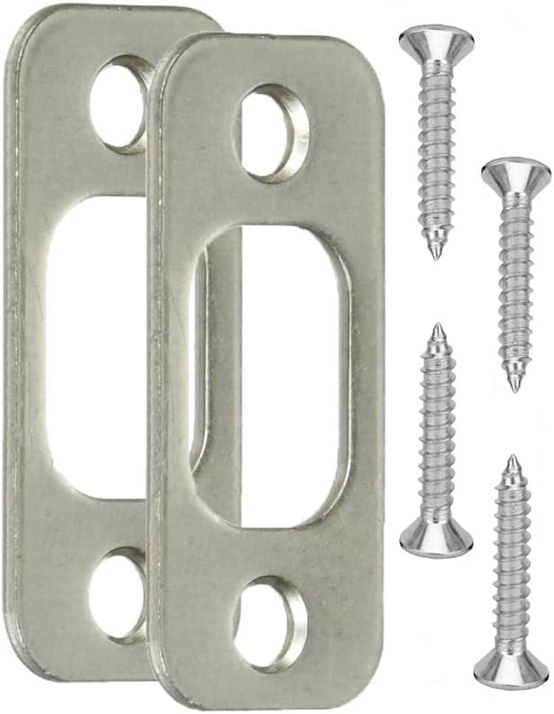 Deadbolt Strike Plate Satin Nickel, Door Backplate 1" x 2-1/4" Round Corner | - Image 2