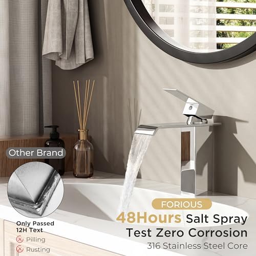 FORIOUS Bathroom Faucet 1 Hole Single Handle Vanity Sink Faucets Chrome - Image 6